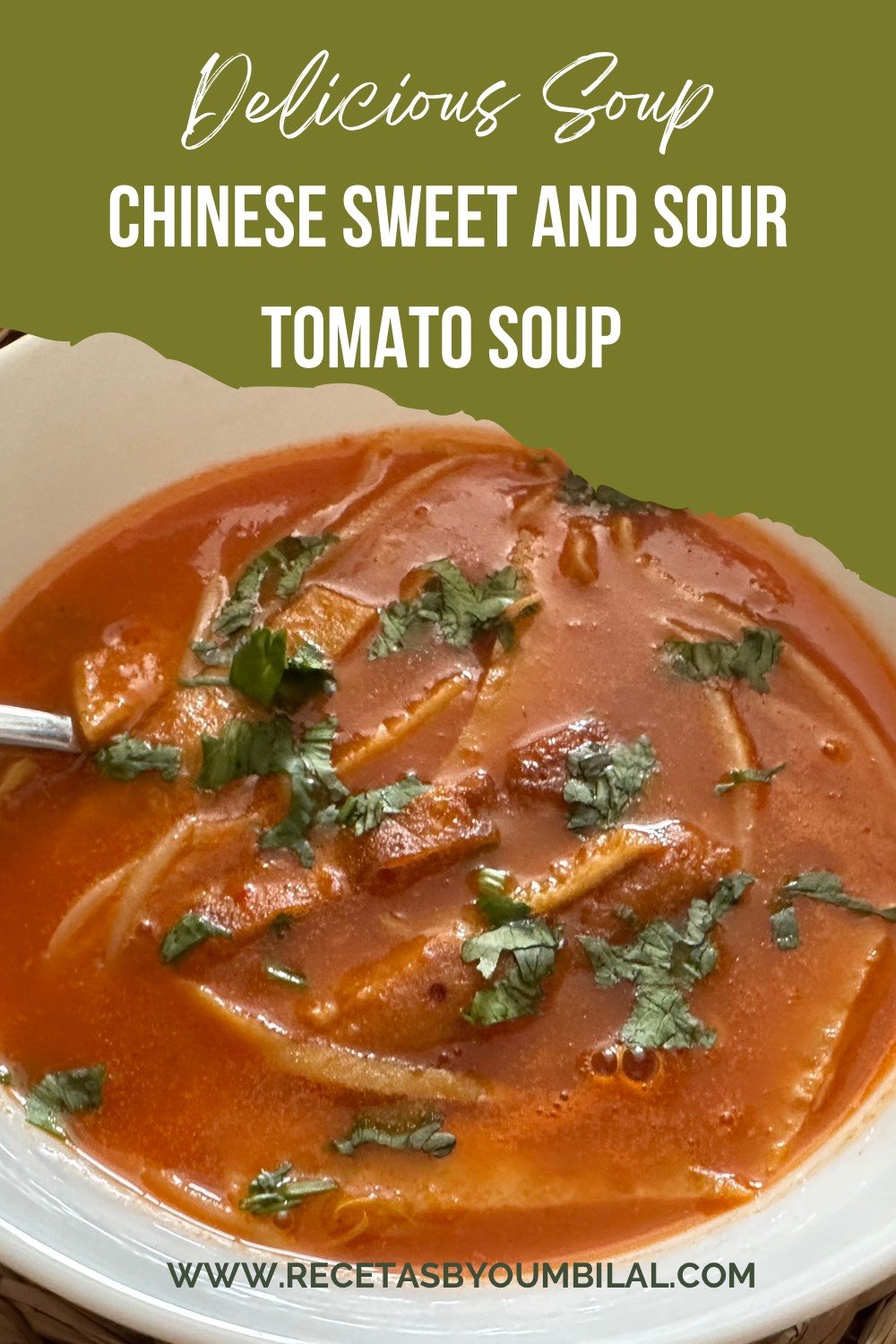 Sweet and sour chinese tomato soup pin for pinterest