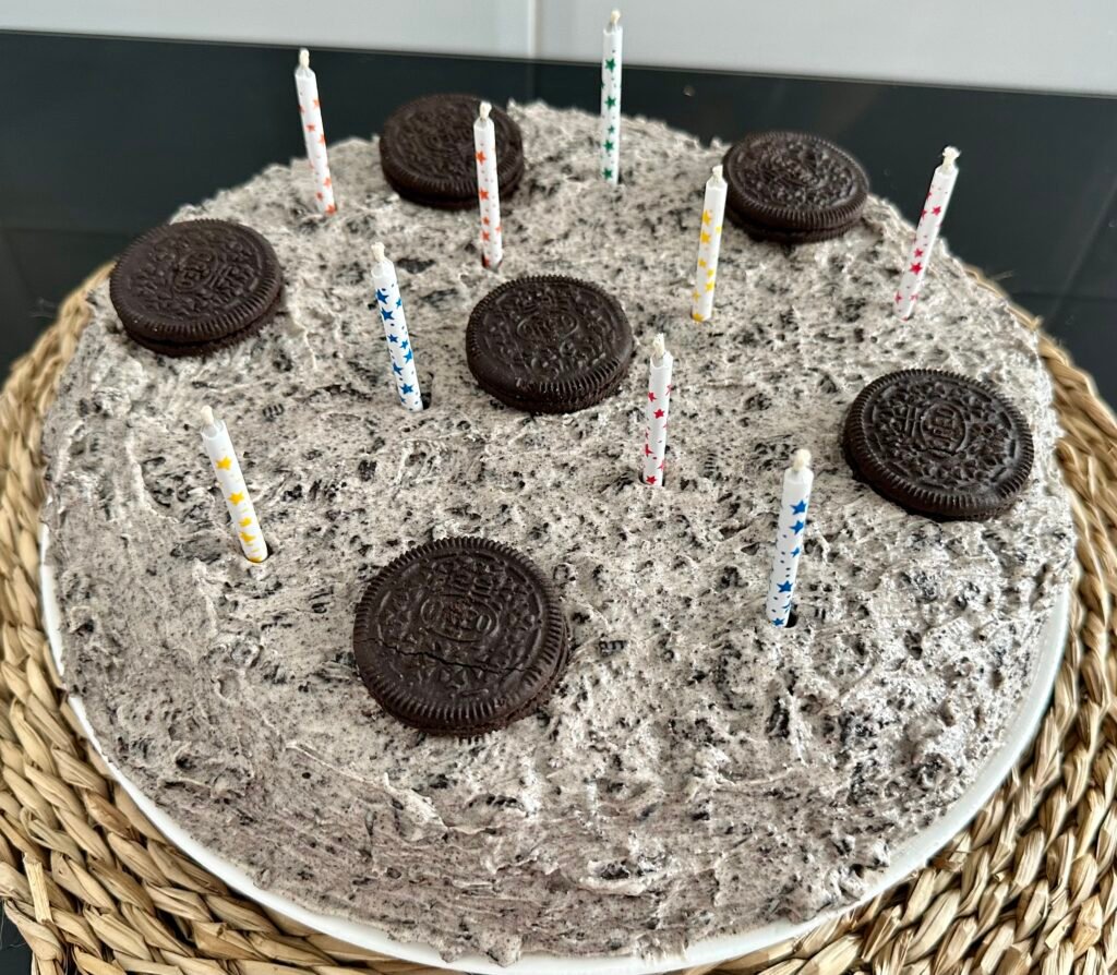 Birthday chocolate cake with candles