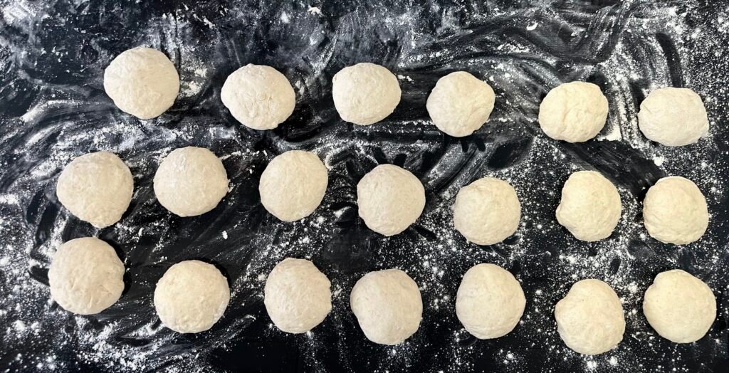 Dough balls to make homemade rolls recipe