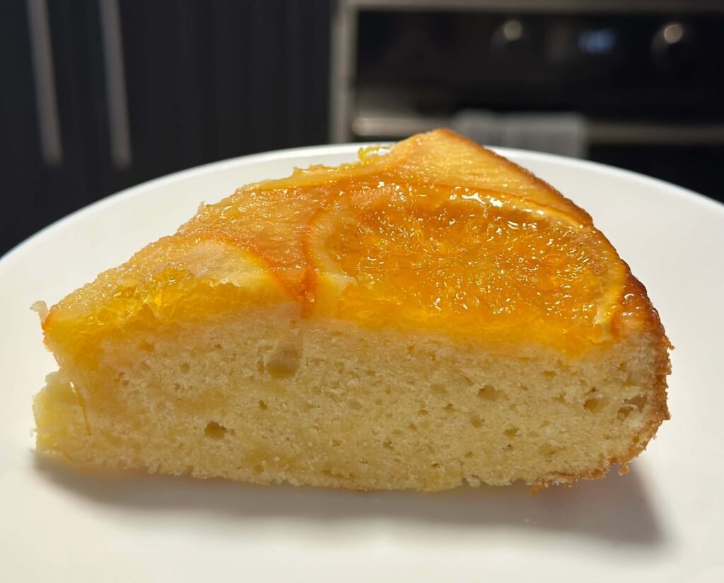 slice of fluffy orange cake