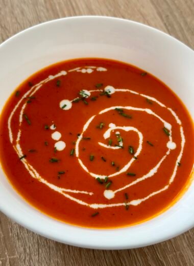 Exquisite creamy red pepper soup