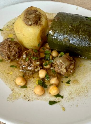 Calabacín y patata rellena de carne picada