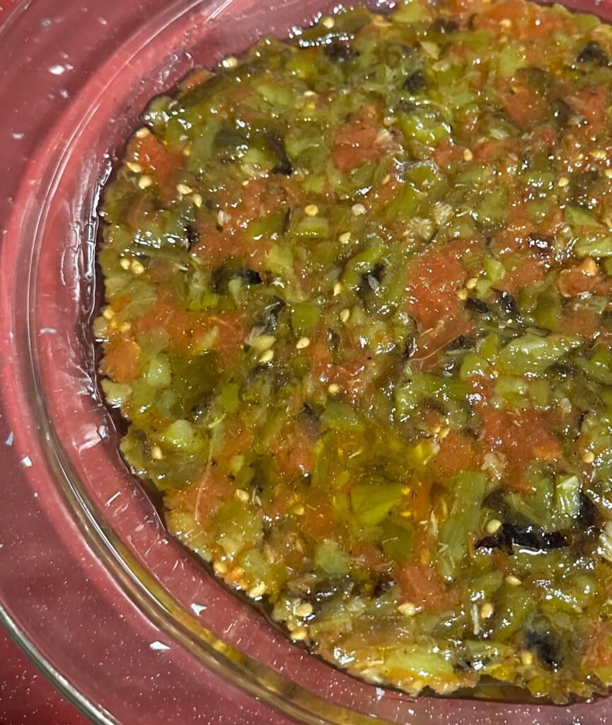Algerian pepper salad hmiss Close up