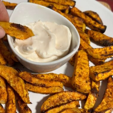 Sweet potatoes served with mayonnaise