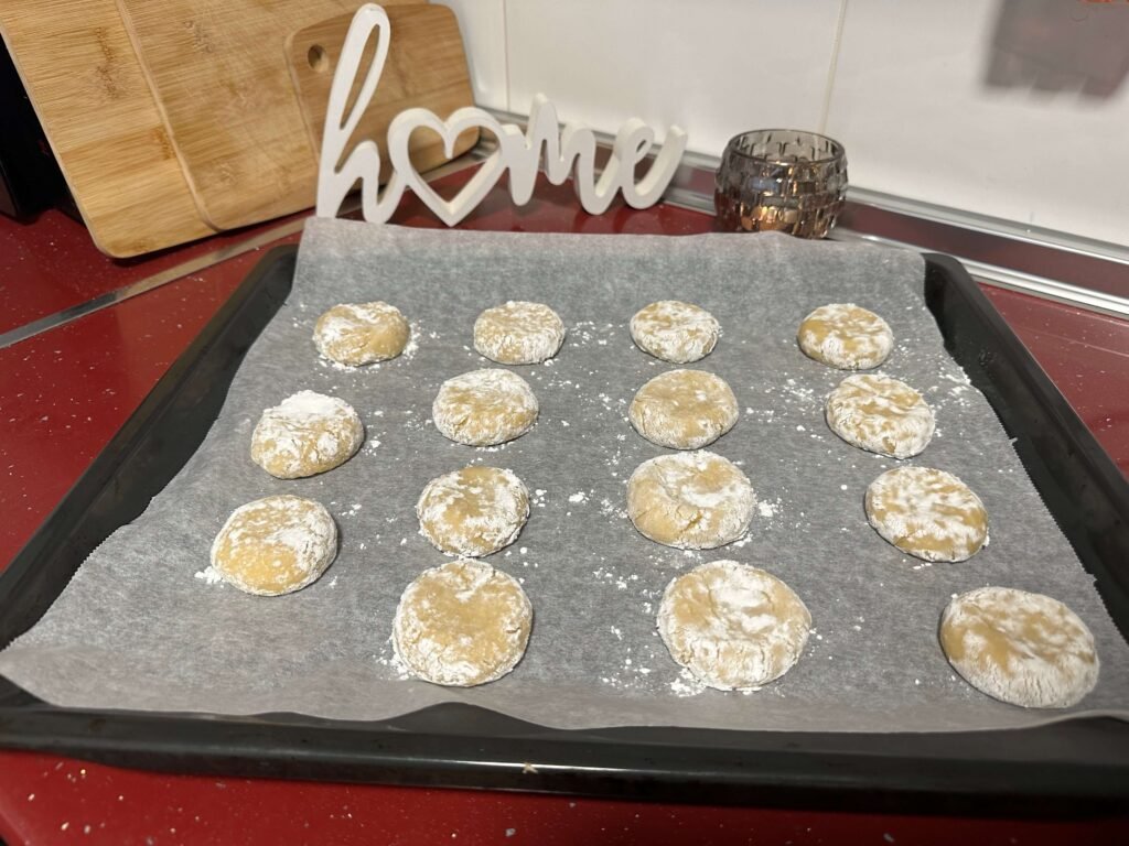 cookie dough with icing sugar