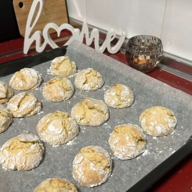 freshly baked lemon cookies on a tray
