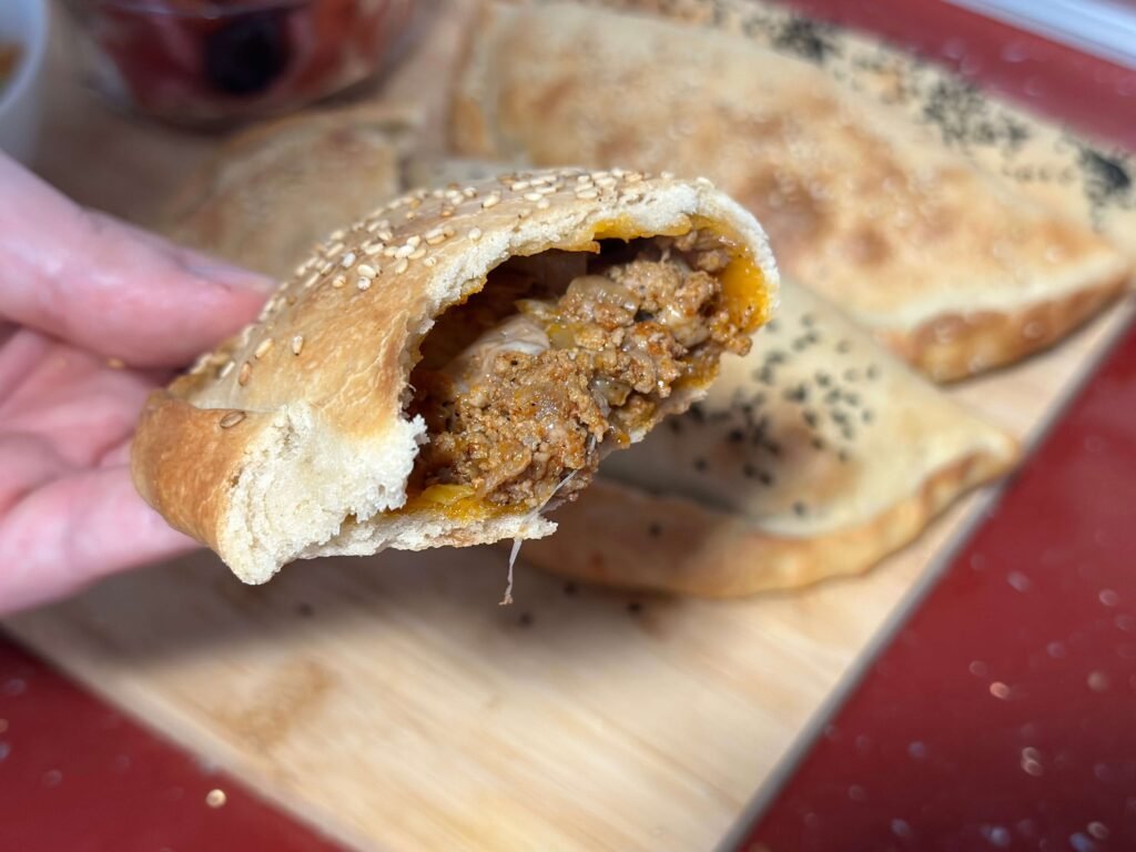 bread stuffed with minced meat
