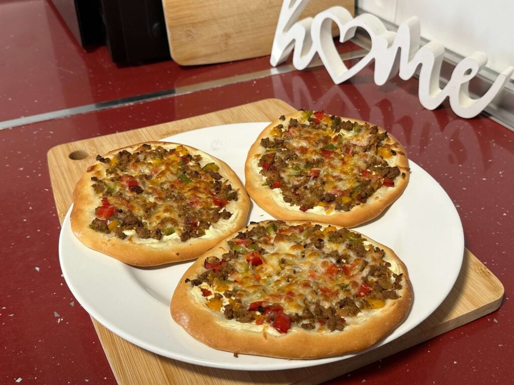 baked  Pizza with minced meat