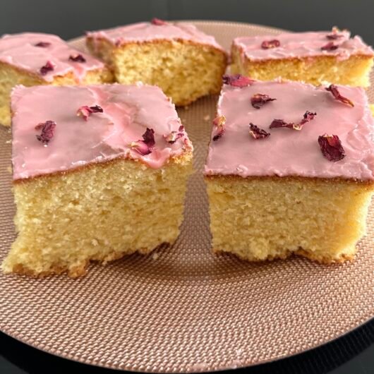 Cake with Pink Icing With Rose Water