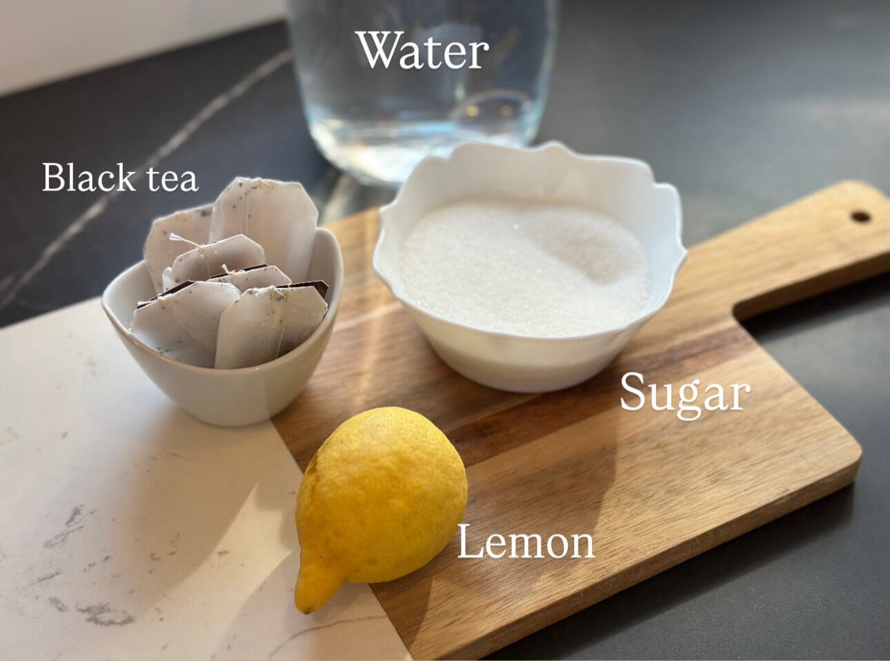 Nestea ingredients: lemon, water, black tea bags and sugar